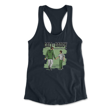 Call Of Daddy Womens Racerback Tank in Midnight Navy color